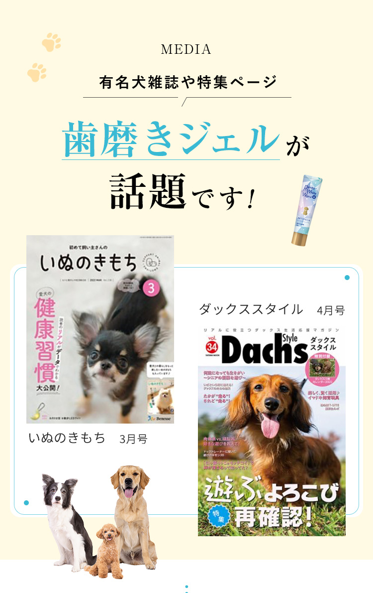 有名犬雑誌や特集ページでデンタホワイトワン＋が紹介されました！