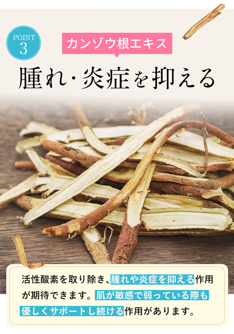カンゾウ根エキス 腫れ・炎症を抑える
